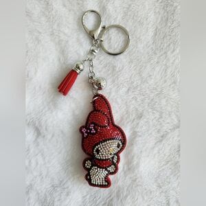 Red and Silver My Melody Rhinestone Keychain Hello Kitty